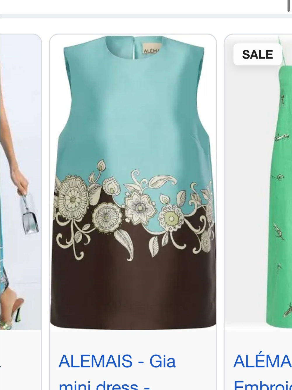 ISO, DO NOT BUY: Alemais Aqua and Chocolate Floral Mini Dress